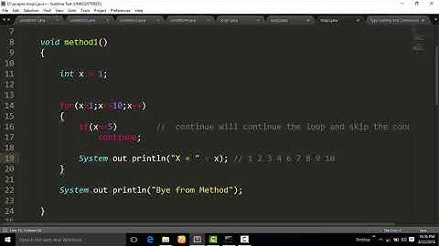 Jump Statement Continue in Java Program
