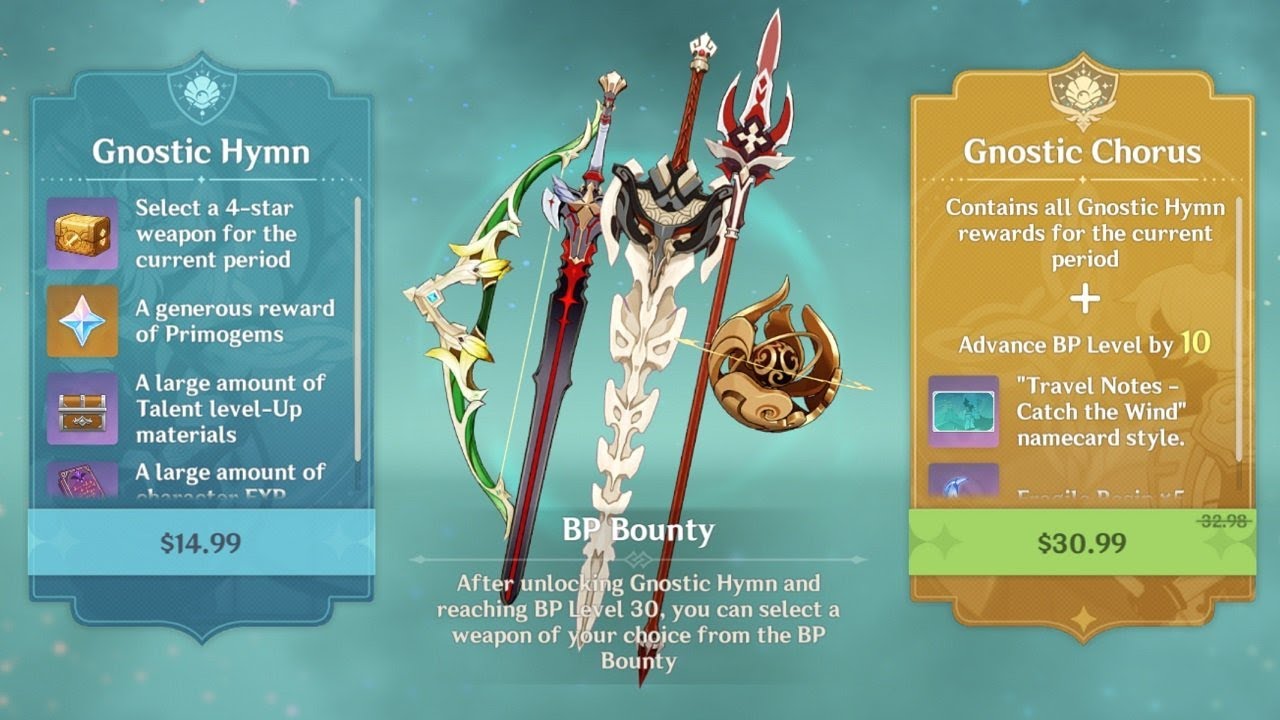 [Genshin Impact] Battle Pass có gì ? Nên lấy Vũ khí gì trong BP ? Event