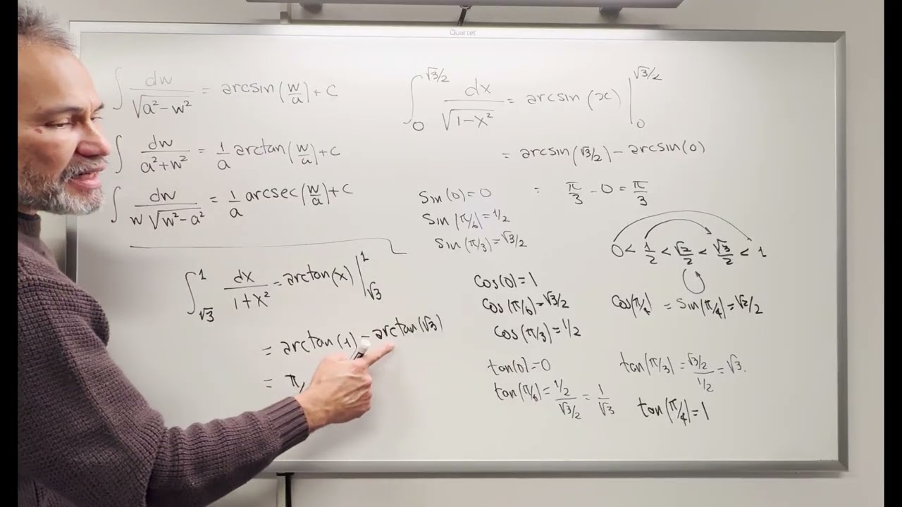Basic integrals using inverse of trigonometric functions