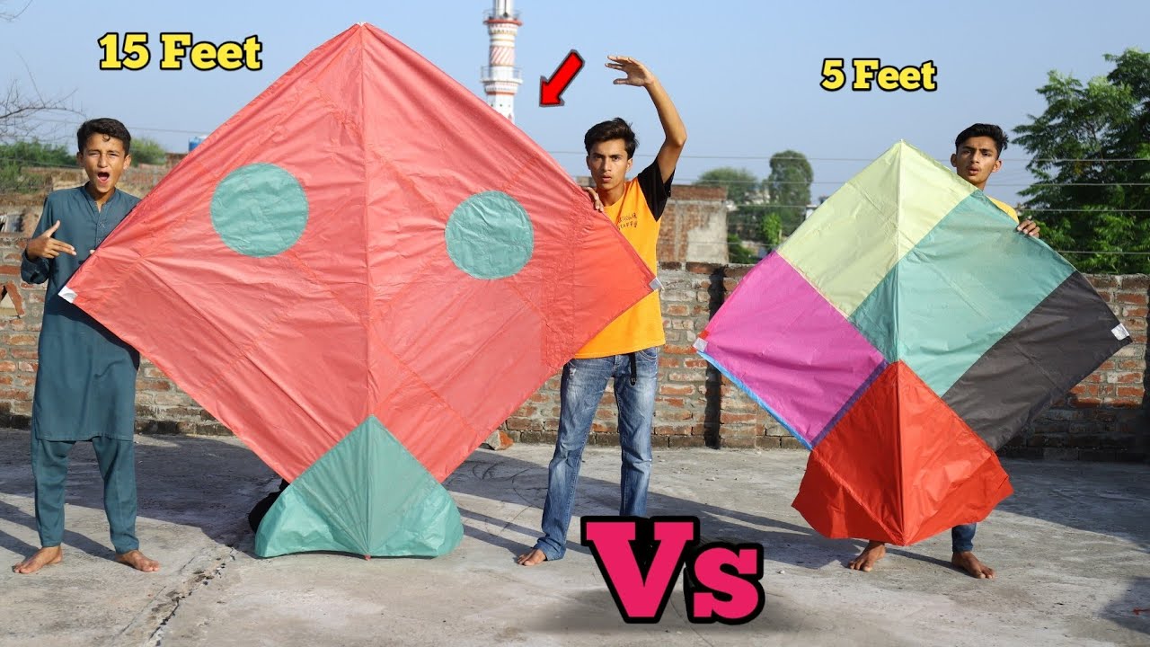 15 Feet Kite Vs 5 Feet Kite Cutting Challenge