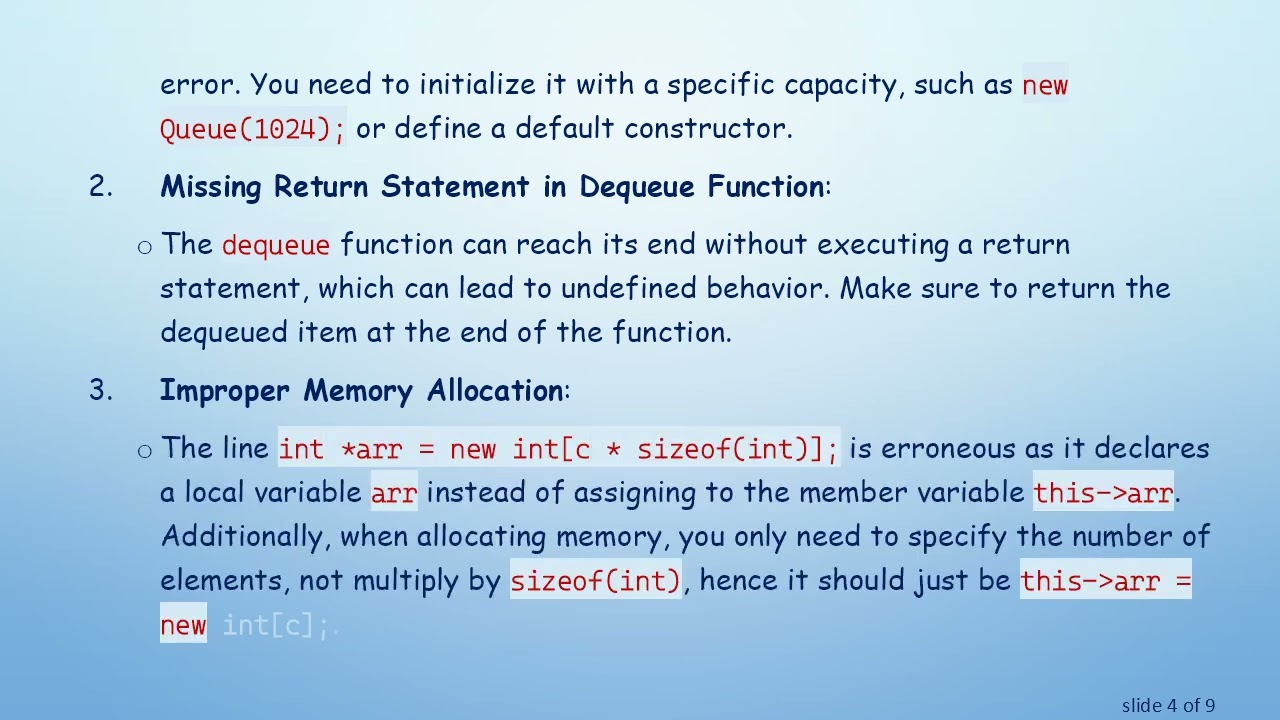 Understanding the Queue Implementation Using Arrays in C+ + : Debugging Common Issues