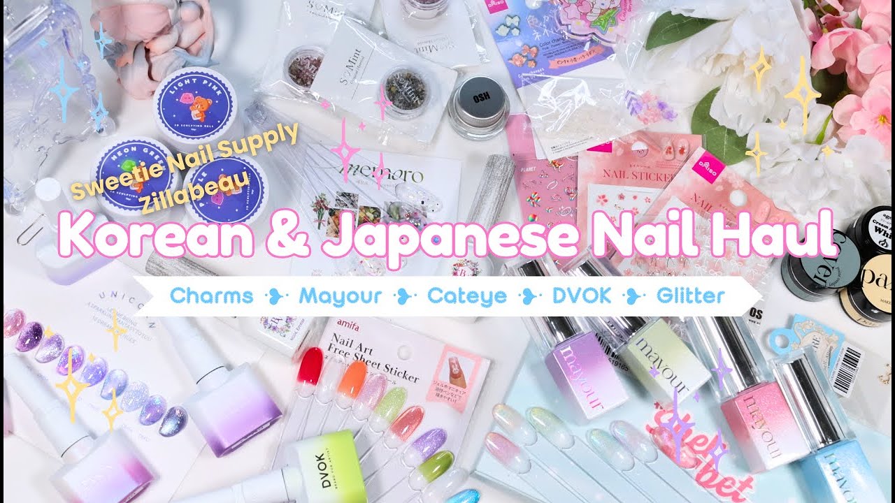 Korean & Japanese Nail Haul w. Sweetie Nail Supply & Zillabeau 🛒🎀📦 Cat Eye Gels, Charms, Stickers✨️