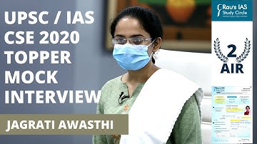 Jagrati Awasthi UPSC Topper Rank 2 | IAS Topper 2020 Mock Interview | Rau