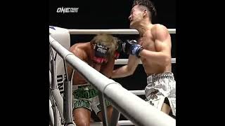 UNLOADING ? Ryota Koshimizu rallies for a third-round TKO