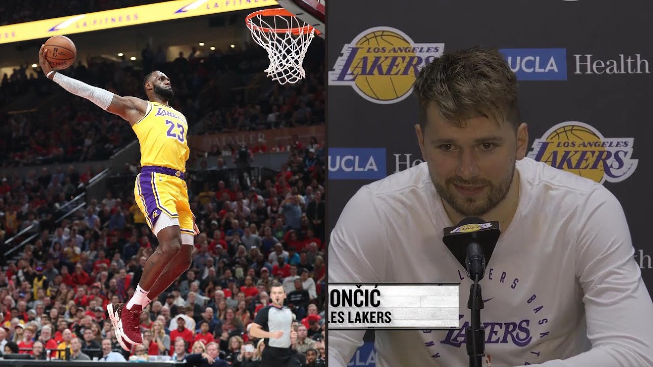 Postgame Interview with Luka Doncic talking about LeBron reaching 50K ...