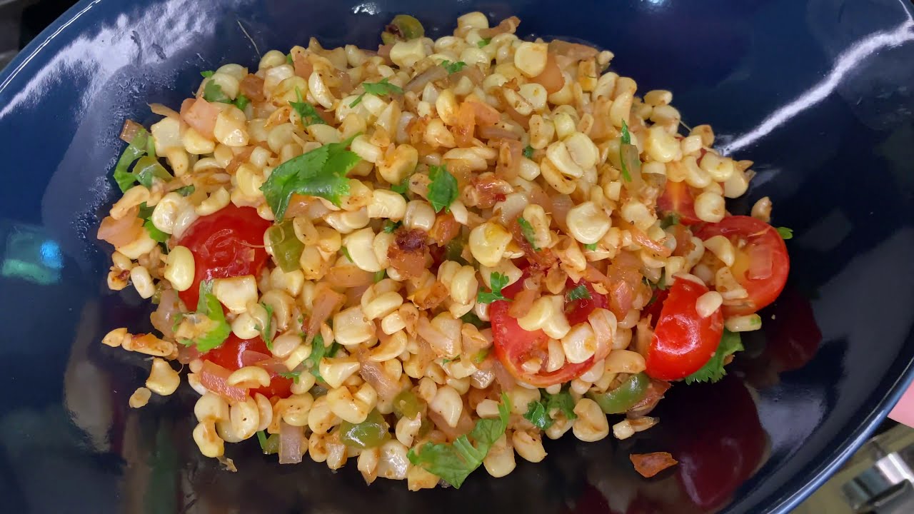PanRoasted Corn Salsa by Madhavi ll Vegetarian Medley YouTube