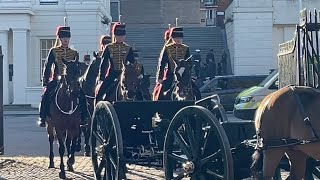 Kings Troop Royal Horse Artillery leave for Green Park Gun Salute