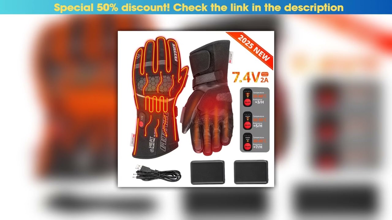 Top Waterproof Motorcycle Heated Gloves USB Electric Motocross Heating Gloves Windproof Heated Glov