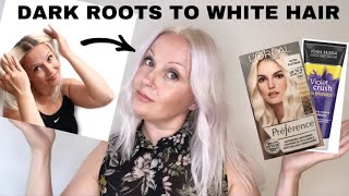 How to dye your own hair From Dark Roots to White | Loreal Ultra Platinum 2021 | John Frieda shampoo