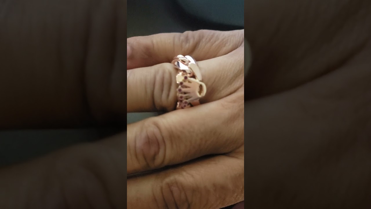 14k Rosegold miami cuban link Ring with Yellow Crown 👑 Rubys 5 By the