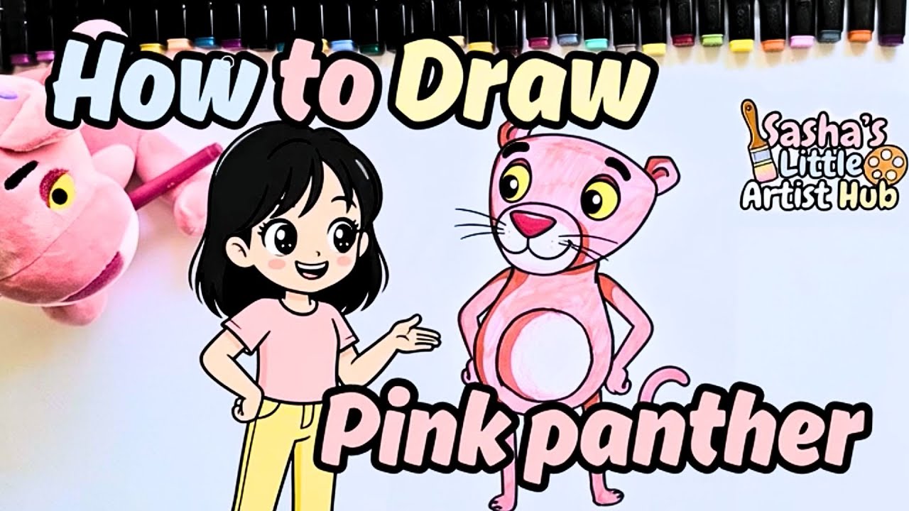 How to draw Pink panther 🩷🐾  Easy drawings for kids
