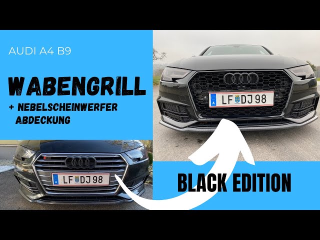 RS WABENGRILL + NEBELSCHEINWERFER Abdeckung BLACK EDITION Audi A4