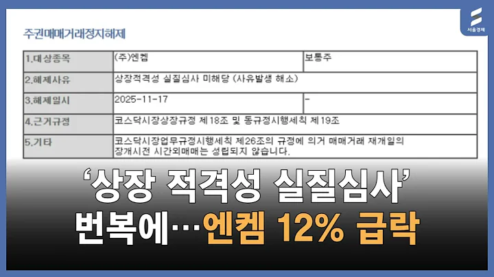 [충격] 엔켐 주가 12% 폭락, 하루 만에 벌어진 상장실질심사 소동의 진실