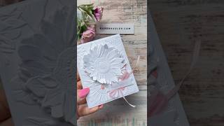 White-on-white birthday card with Sunflower Embossing Folder 🤍 #cardmaking #papercraft