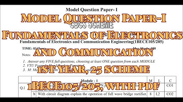 Fundamentals of Electronics and Commu.., Model Question Paper, 1BECE105/205, 25 scheme, with pdf