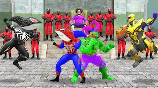 Spiderman Superheroes Shark Spiderman vs Hulk battle scary teacher rescue spider gwen  | King Spider