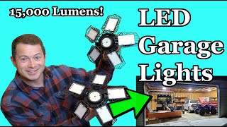 ✅ Deformable LED Garage Lights  Super Bright 15k Lumens  Easy Install Screw in  150w