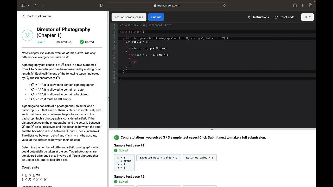 Meta Careers Code Puzzles Director of Photography (Chapter 1