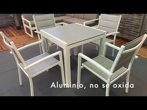 Conjunto mesa y sillas jardín 4 plazas aluminio marrón TOKYO