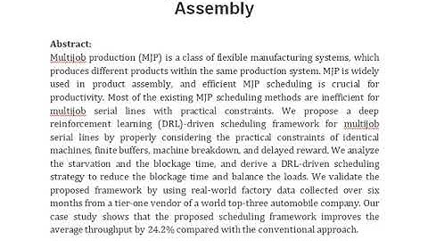 Deep Reinforcement Learning Driven Scheduling in Multijob Serial Lines  A Case Study in Automotive P