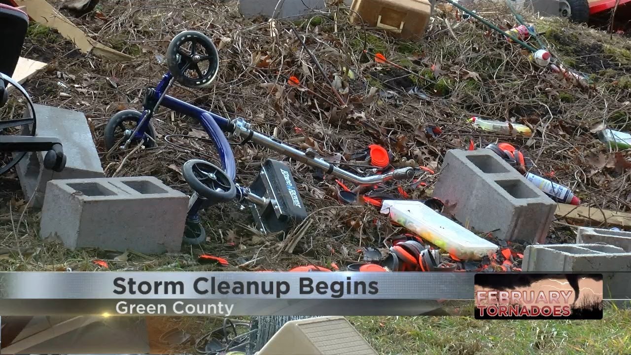 Storm cleanup begins in Green county - YouTube