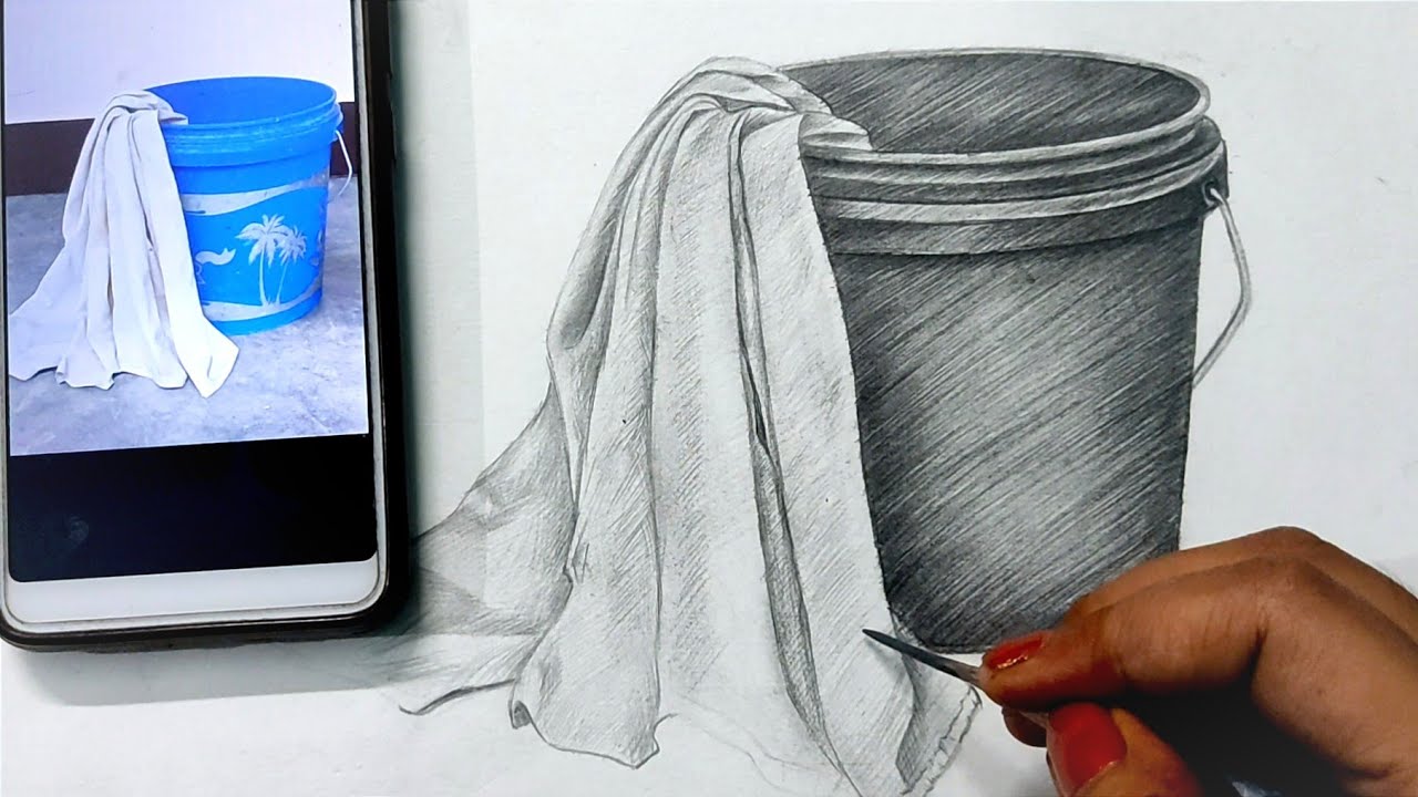 How to draw bucket with drapery ? - YouTube