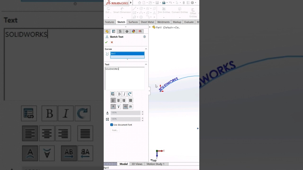 Text in solidworks 