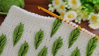 : Beautiful Green Leaf Patterns In KnittingSuper Easy Tunisian Knitting Model
