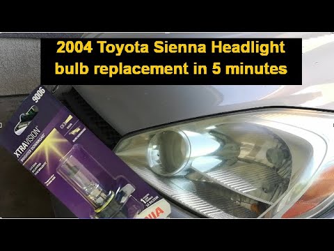 2004 Toyota Sienna Headlight bulb replacement in 5 minutes.