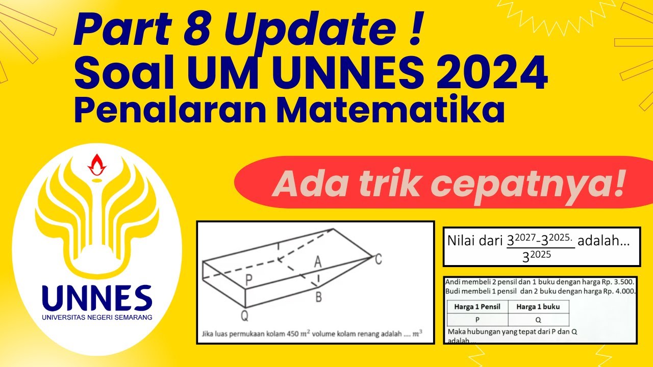 SOAL TERBARU PENALARAN MATEMATIKA UM UNNES 2024 || PART 8