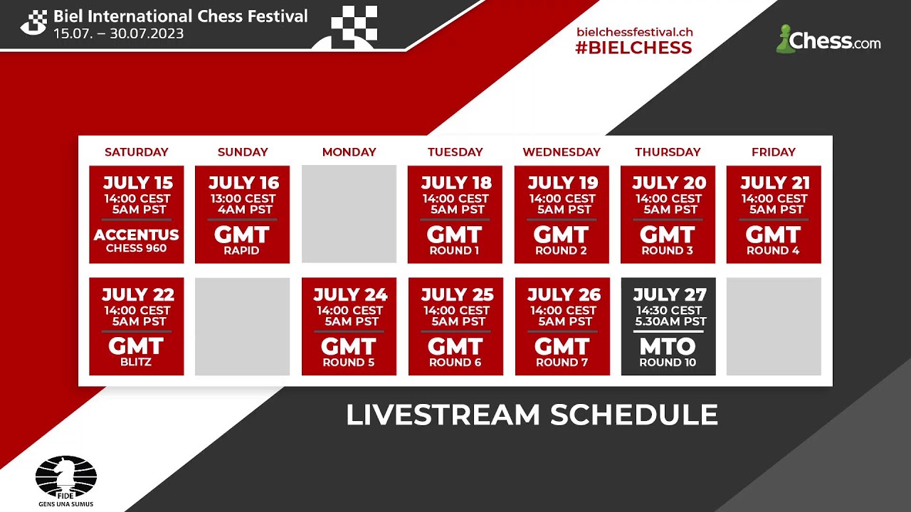 56th Biel International Chess Festival: from July 15 till July 30, 2023