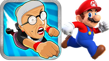 Super Mario Run vs Angry Gran Run gameplay - best android iPhone kids games