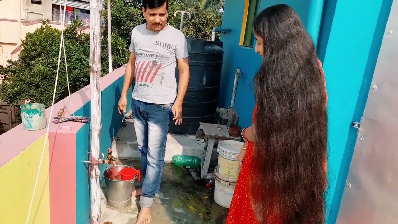 Water tap meacanic doing hair wash || hair wash by a man || hair wash story || @mistimouvlog5546