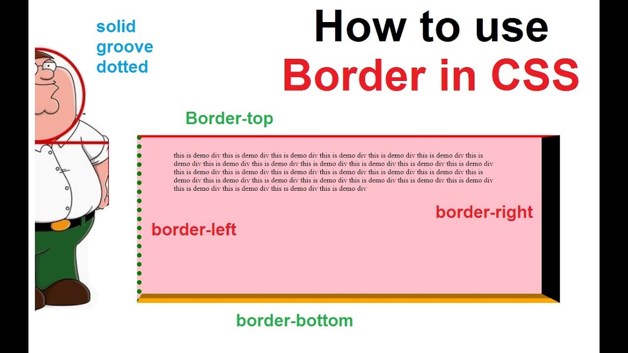 how to border in css | css border lett right top bottom - YouTube