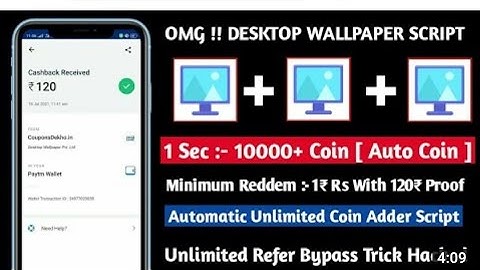 😱Desktop Wallpaper Unlimited Coin Adder Script Refer Bypass Trick 1000+ Coin Add In 1Sec Hacked🔥