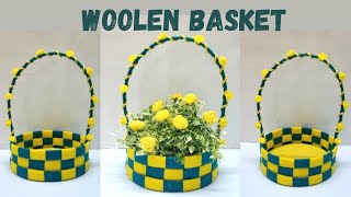|| Woolen flower Basket IDEA || Home decor IDEA ||