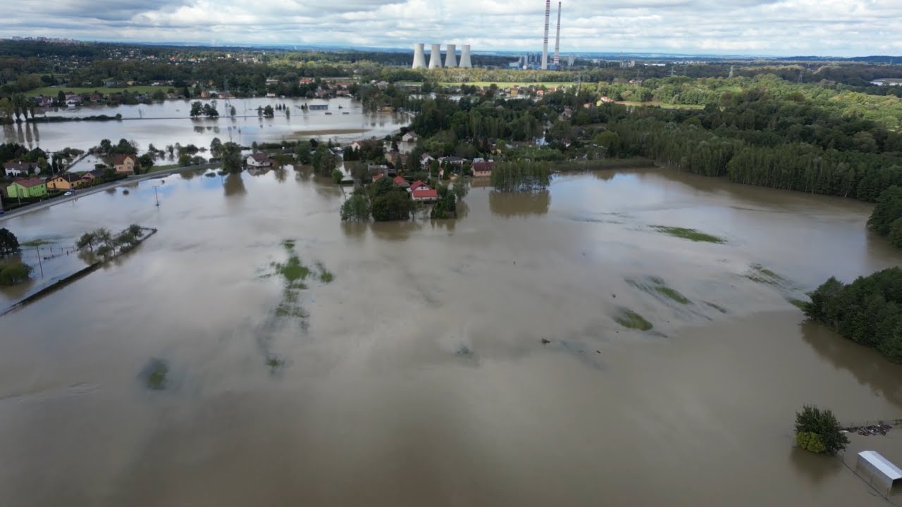 Letecké záběry povodní v Petrovicích u Karviné │ #Karvinsko.TV │ @TelevizeKarvinsko