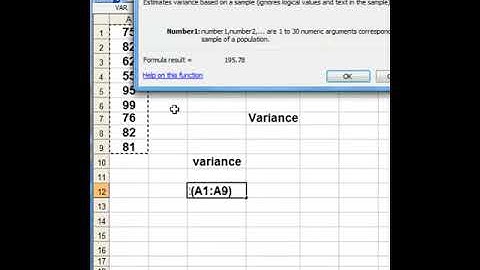 Variance in Excel