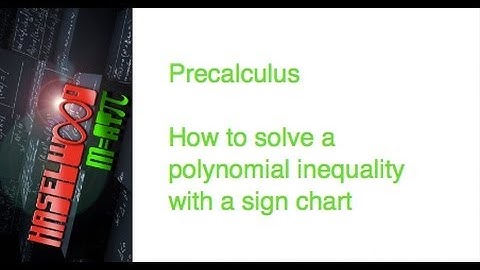 Precalculus - 2.8 Notes Example 1: Solving Inequalities w/Sign Chart
