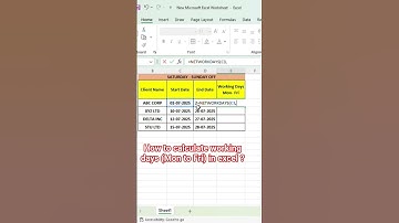 How to calculate working days (Mon to Fri) in excel ? #exceltips #excelfunctions #exceltricks .