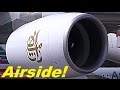 Airbus A380 engine start up! INCREDIBLE SOUND very close!! An object goes inside engine!!