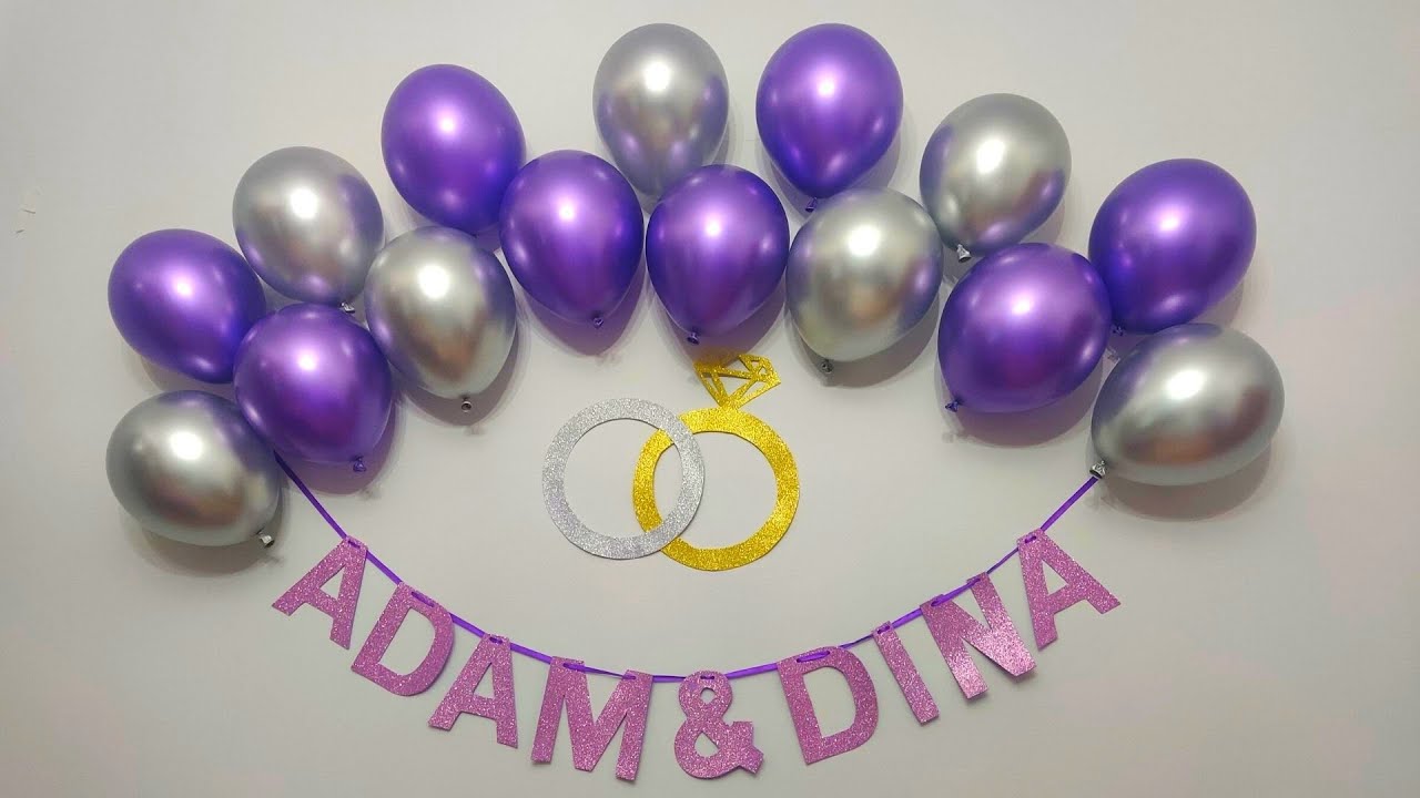 زينة خطوبة فى البيت - تحضيرات حفل الخطوبة - عمل زينة بالونات