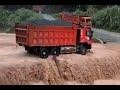 Truck or Ship? —heavy truck wading through water road! Dangerous compilation