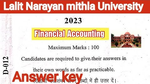 Lnmu Bcom part 1 financial accounting Answer key 2023 exam🔥