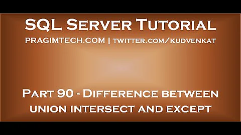 Difference between union intersect and except in sql server