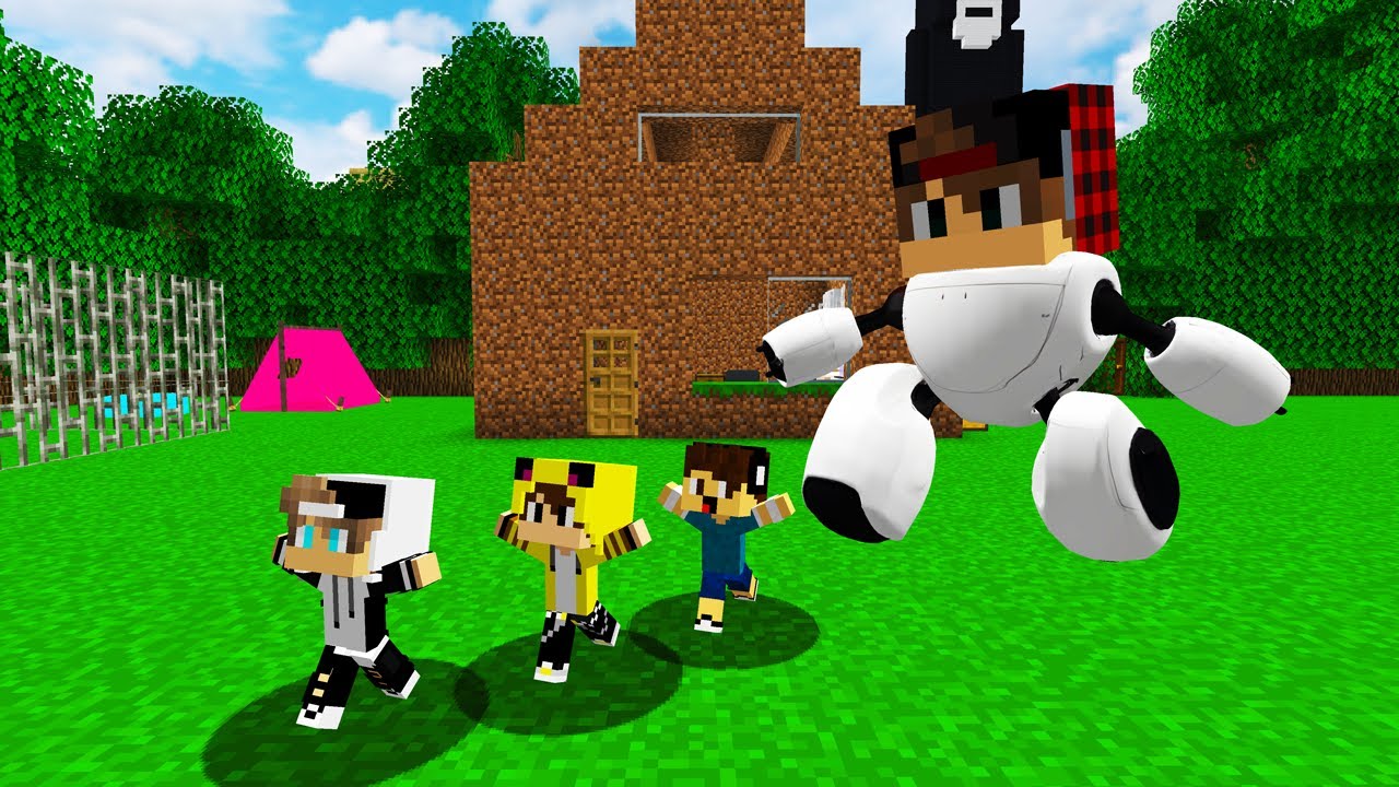 ماين كرافت لكن تحولت روبوت آلي وهجمت على جيجي وعبوسي وكعبول 😱😨 #فلم_ماين_كرافت