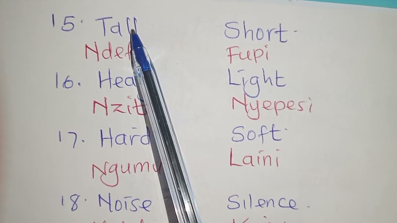 Simple Swahili opposite words for Beginners