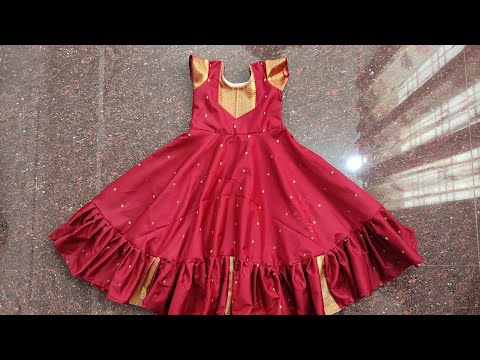 How to old saree convert into Long gown in kannada - YouTube
