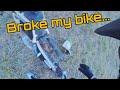 The pitbike broke. (failed stunting)