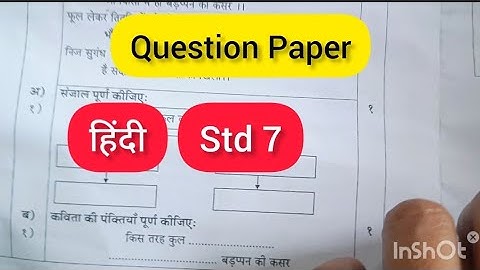 std- 7 hindi Question Paper📄 unit Test